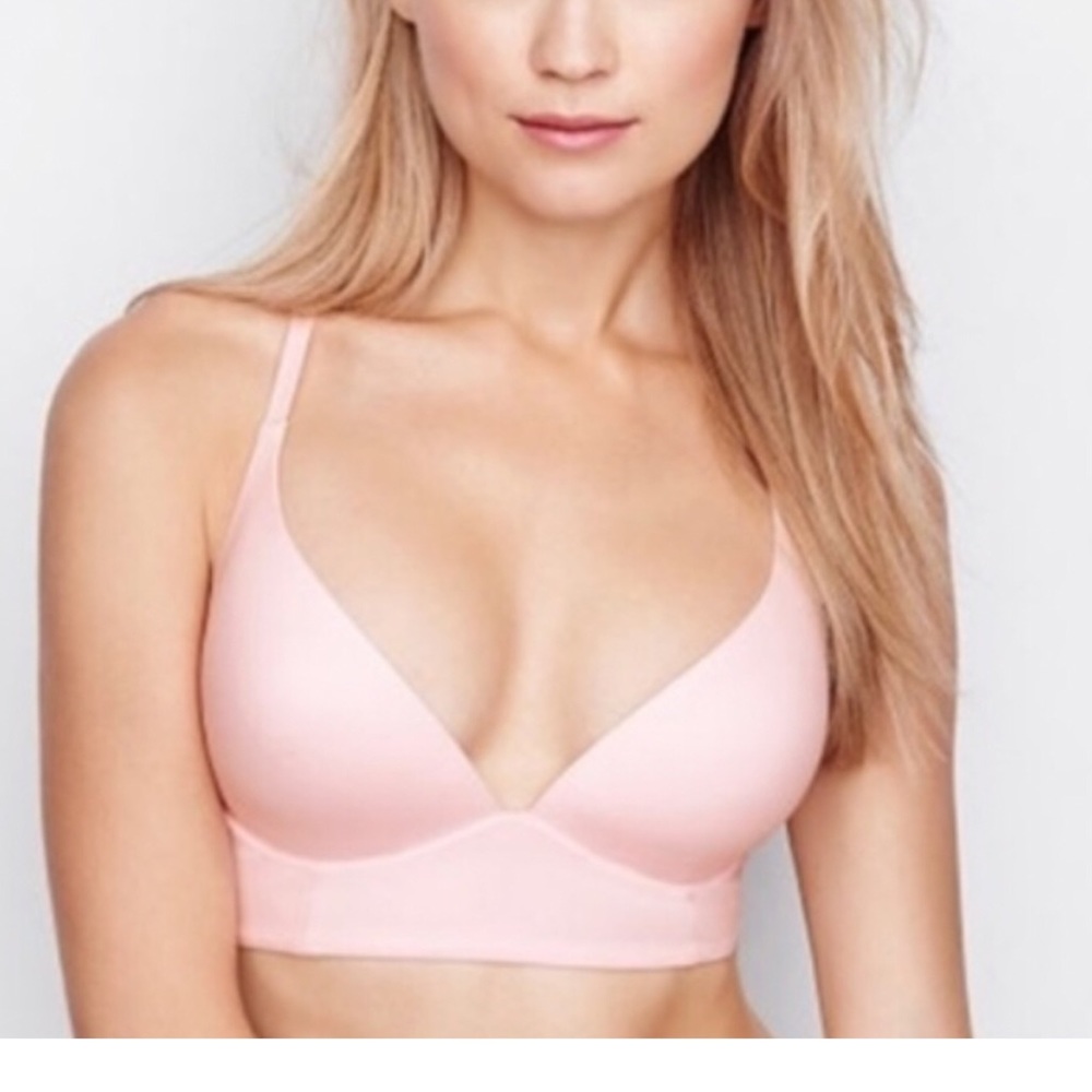 Victoria's Secret Lightly Lined Plunge Racerback Bra 38DD Baby Pink SOFT